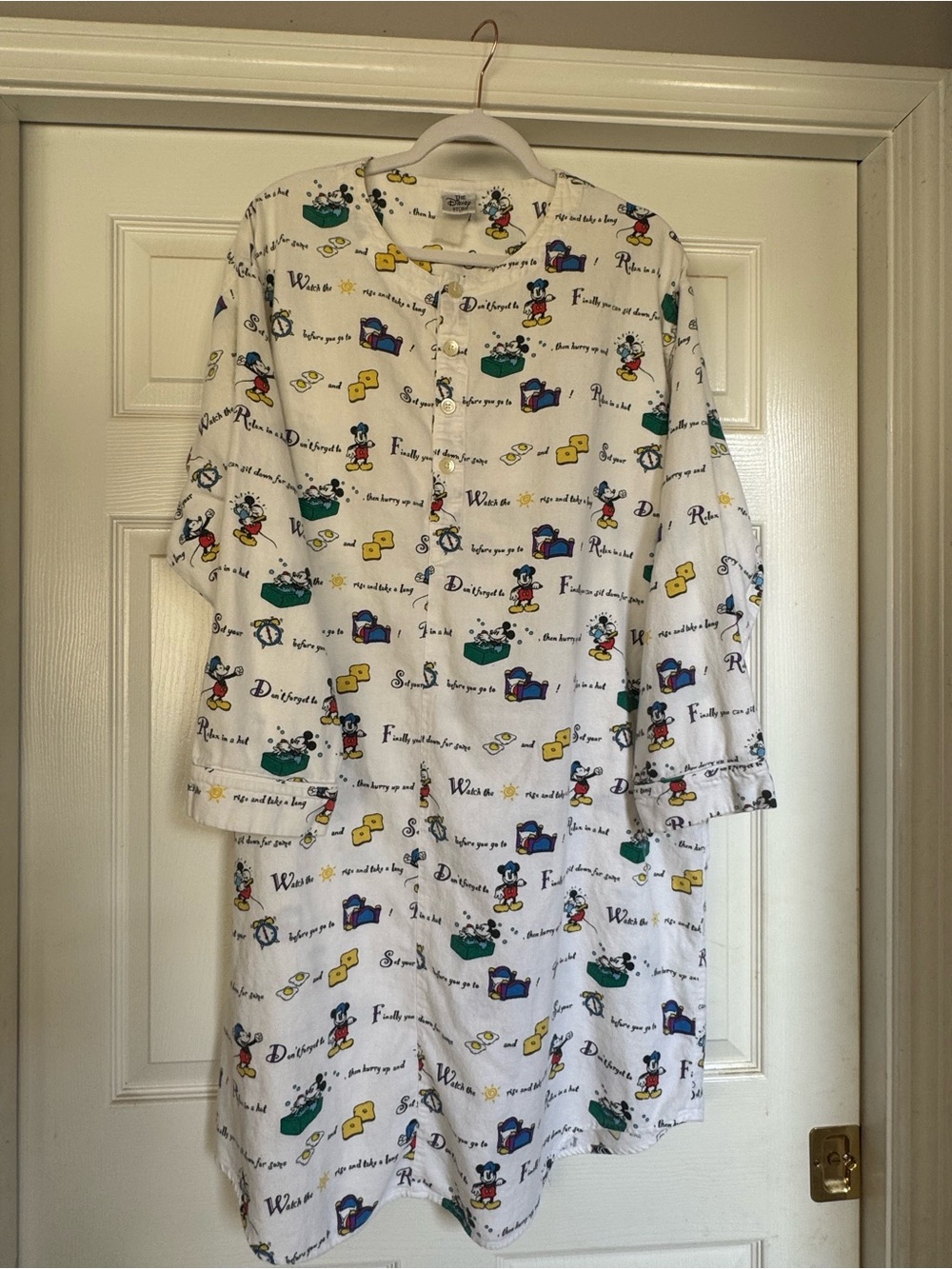 Vintage Disney Store Mickey Mouse Flannel Sleep Shirt Nightgown One Size
